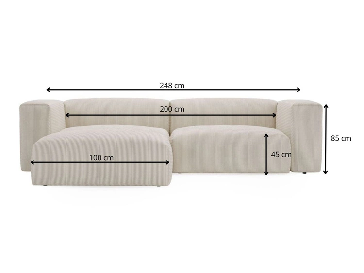 Ecksofa L-Form Rechts Moderne Cord Ecksofa Landi Beige