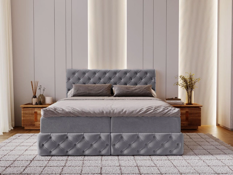 Boxspringbett mit Bettkasten 140x200 Canolo Grau