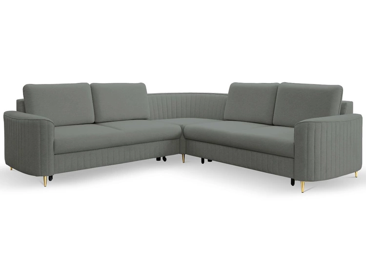 Ecksofa L-Form Links mit Schlaffunktion und Bettkasten Limon Grau