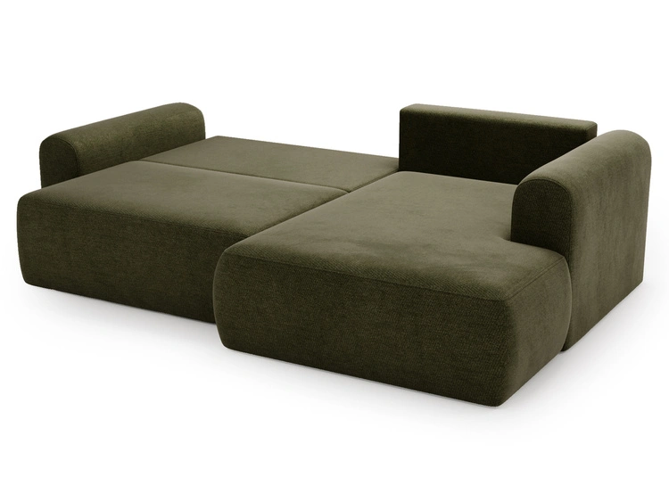 Ecksofa L-Form mit Schlaffunktion und Bettkasten Savana Bis Grün