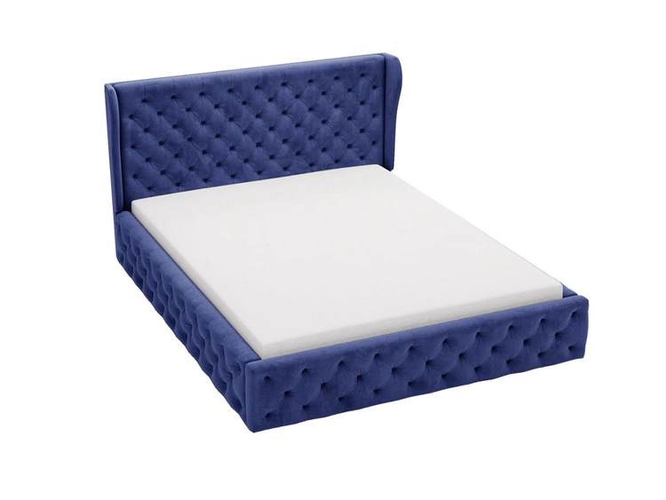 Polsterbett mit Bettkasten und Lattenrost 140x200 Kingston Dunkelblau