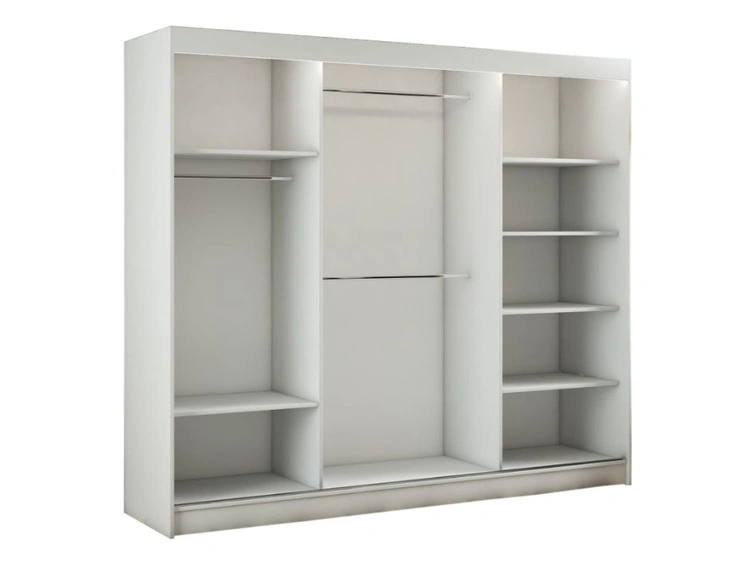 Schiebetürenschrank mit Spiegel und Lamellen 250 cm Loreto Weiß