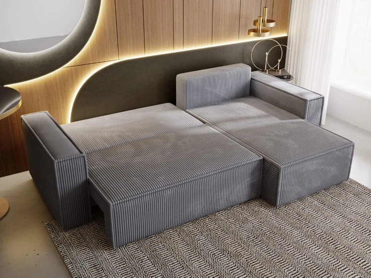Ecksofa L-Form mit Schlaffunktion und Bettkasten Prato XL Dunkelgrau