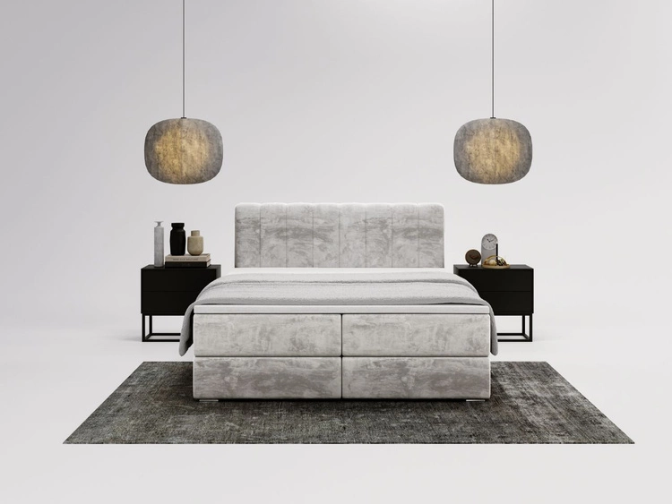 Boxspringbett mit Bettkasten 120x200 Forte Hellgrau