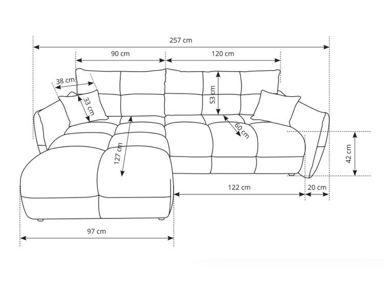 Ecksofa L-Form mit Schlaffunktion und Bettkasten Bene Braun