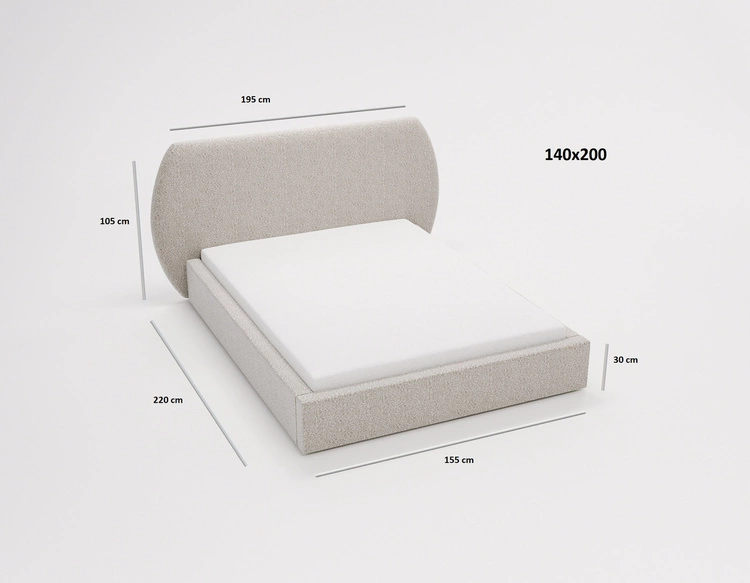 Polsterbett mit Lattenrost 140x200 Blossom - Beige