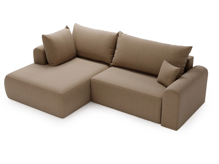 Ecksofa L-Form mit Schlaffunktion und Bettkasten Savana Bis Braun