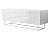 TV-Lowboard mit Türen auf Weißen Metallgestell 150 cm Nodoo Weiß Hochglanz