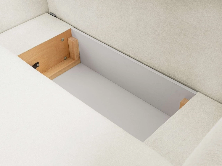 Ecksofa L-Form Rechts mit Schlaffunktion und Bettkasten Oreo Creme