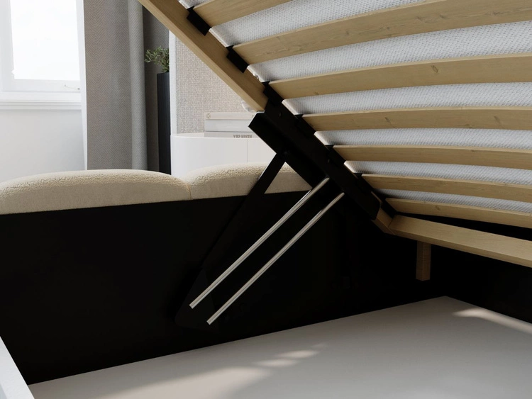 Polsterbett mit Bettkasten und Lattenrost 200x200 Modo Beige