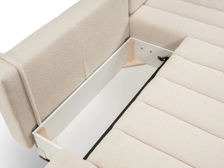Ecksofa mit Schlaffunktion und Bettkasten Rechts Adoro Hellbeige