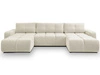Wohnlandschaft mit Schlaffunktion und Bettkasten Sile U Hellbeige