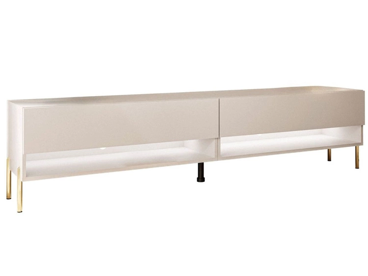 TV-Schrank für das Wohnzimmer 180 cm mit goldenen Metallbeinen und LED-Beleuchtung Aurelie Kaschmir matt