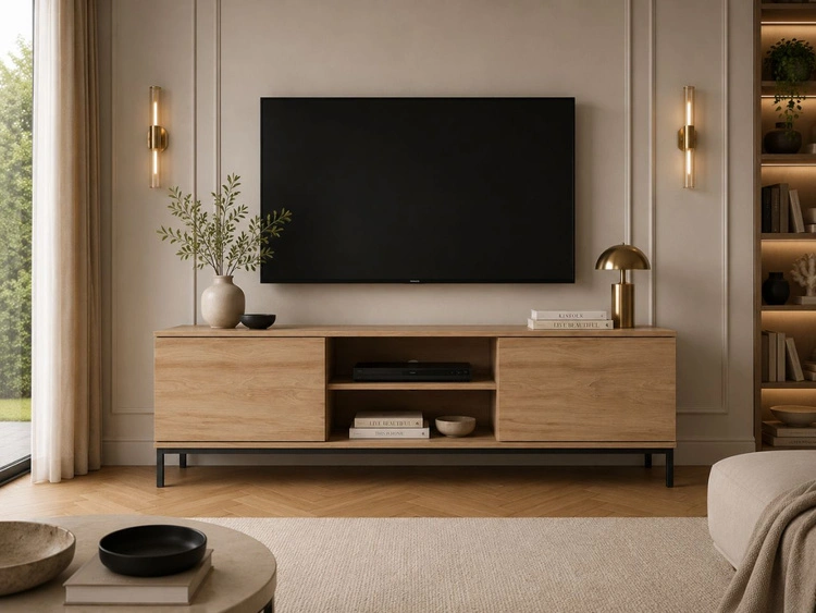 TV-Lowboard mit Türen 150 cm Soroko Hickory