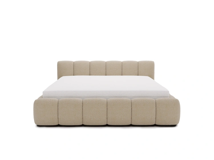 Polsterbett ohne Bettkasten mit Lattenrost 120x200 Cloud Low aus Bouclé-Stoff Dunkelbeige