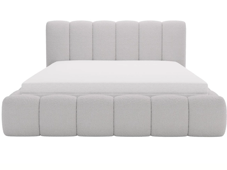 Polsterbett mit Bettkasten und Lattenrost 140x200 Cloud Bouclé-Stoff Hellgrau