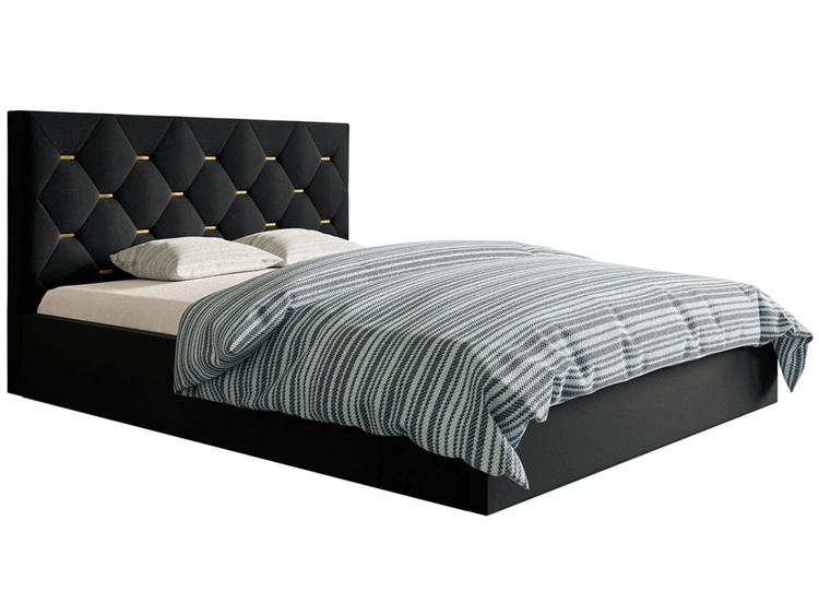 Polsterbett mit Bettkasten und Lattenrost 180x200 Salento Schwarz