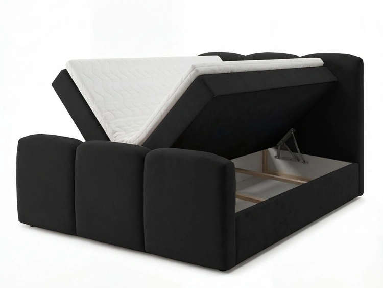 Boxspringbett mit Bettkasten 160x200 Campi Schwarz