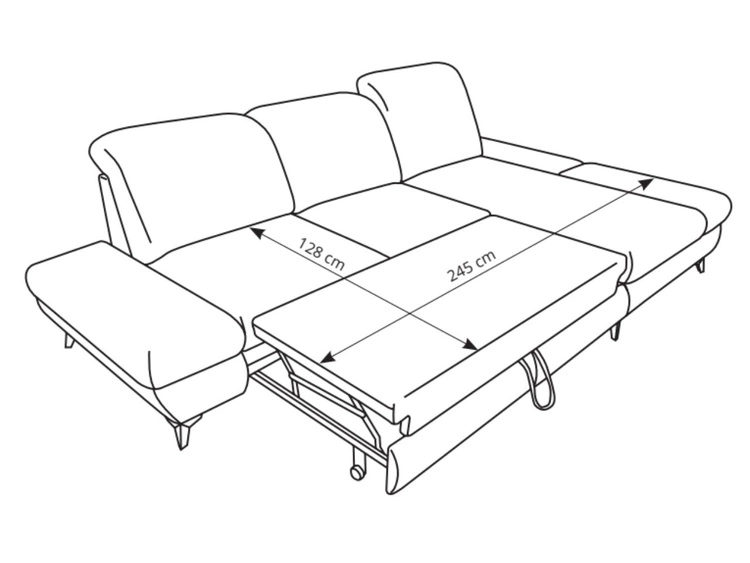 Ecksofa L-Form Rechts mit Schlaffunktion und Bettkasten Hannover Creme