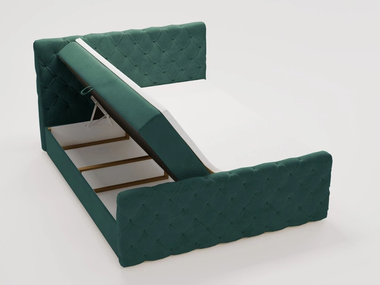 Boxspringbett mit Bettkasten 120x200 Lunaris Grün