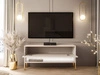 TV-Schrank 90 cm mit LED-Beleuchtung und goldenen Metallbeinen Aurelie Kaschmir Hochglanz
