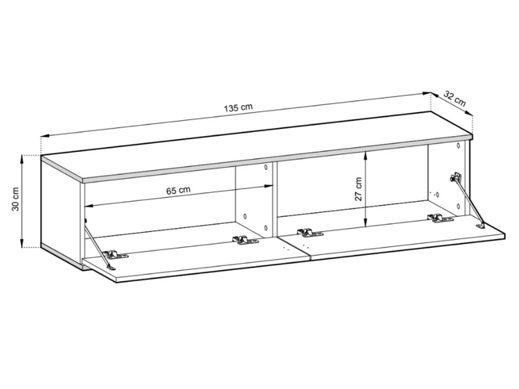 TV-Lowboard Hänge mit Türen 135 cm Diolo Beige mit glatter Front