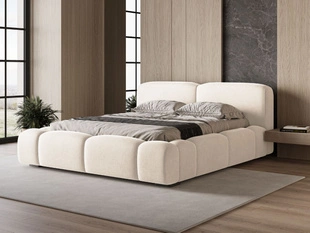 Polsterbett mit Bettkasten und Lattenrost 160x200 Aubi Creme
