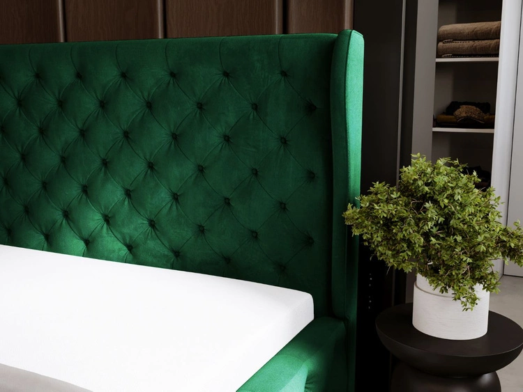 Polsterbett mit Bettkasten und Lattenrost 140x200 Kingston Grün