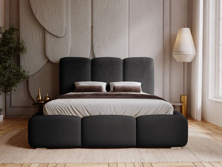 Polsterbett mit Bettkasten und Lattenrost 140x200 Bubble Schwarz