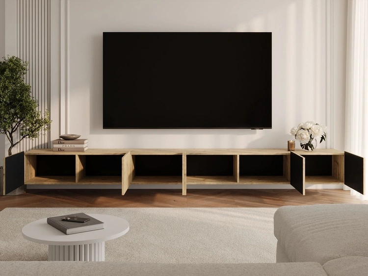 TV-Lowboard mit Türen 300 cm Kioto Artisan Eiche