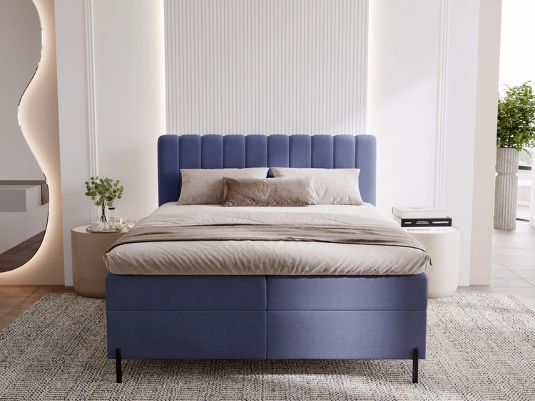 Boxspringbett mit Bettkasten 180x200 Primavera Dunkelblau