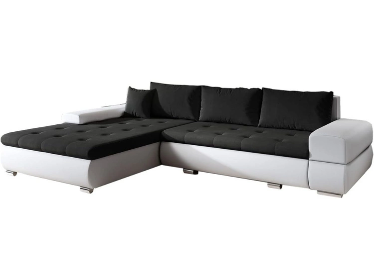 Ecksofa L-form Sonia mit Schlaffunktion Sonia Schwarz, Weiß