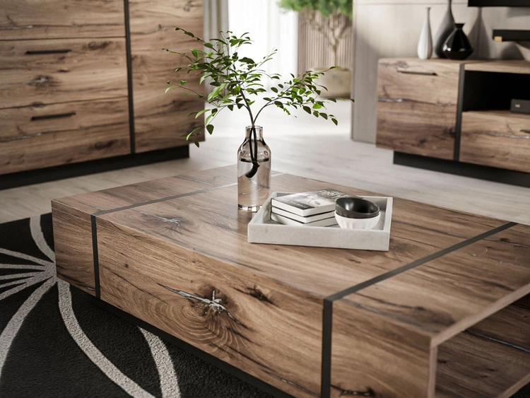 Wohnzimmer-Set im Loft-Stil Lunelie Eiche Flagstaff