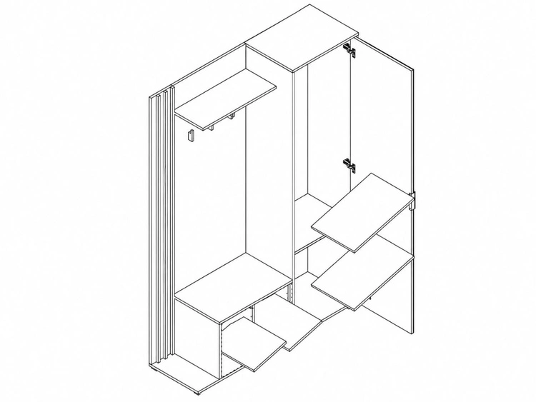 Garderobe mit Spiegel und Kleiderhaken Weiß, Artisan Eiche