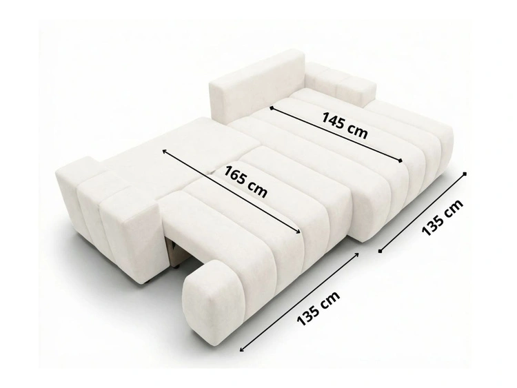 Ecksofa L-Form Links mit Schlaffunktion und Bettkasten Caleo Hellgrau