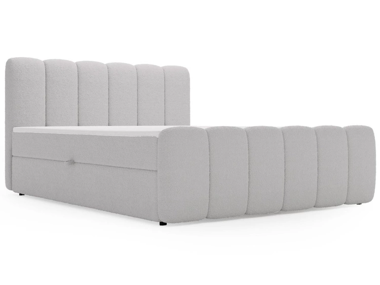 Boxspringbett mit Bettkasten 140x200 Bouclé-Stoff Cloud Grau
