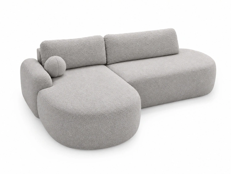Ecksofa L-Form Links mit Schlaffunktion und Bettkasten Aurio O Grau