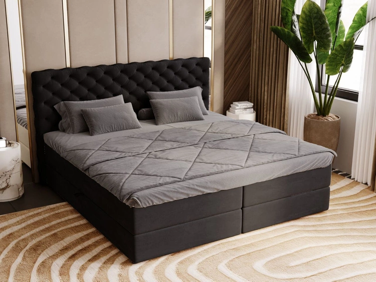 Boxspringbett mit Bettkasten 140x200 Bergamo Schwarz