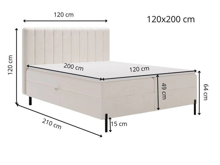 Boxspringbett mit Bettkasten 120x200 Primavera Grün