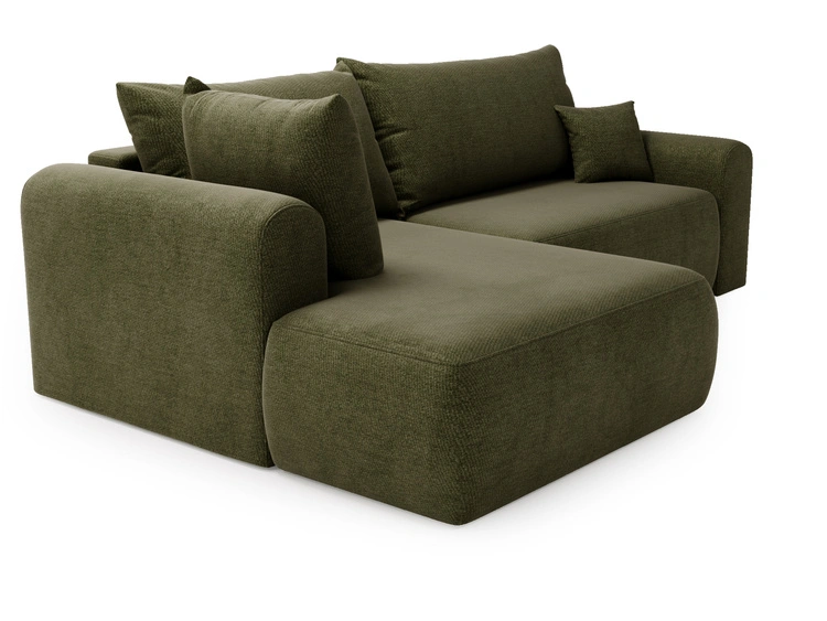 Ecksofa L-Form mit Schlaffunktion und Bettkasten Savana Bis Grün