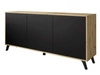 Dreitürige Kommode 154 cm im Loft-Stil mit schwarzen Beinen – Vivance, Schwarz matt & Eiche Artisan