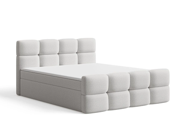 Boxspringbett mit Bettkasten 160x200 Rivon Hellgrau
