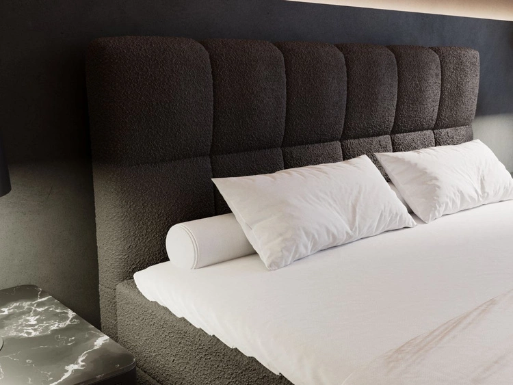 Boxspringbett mit Bettkasten 160x200 Bouclé-Stoff Alicante Schwarz
