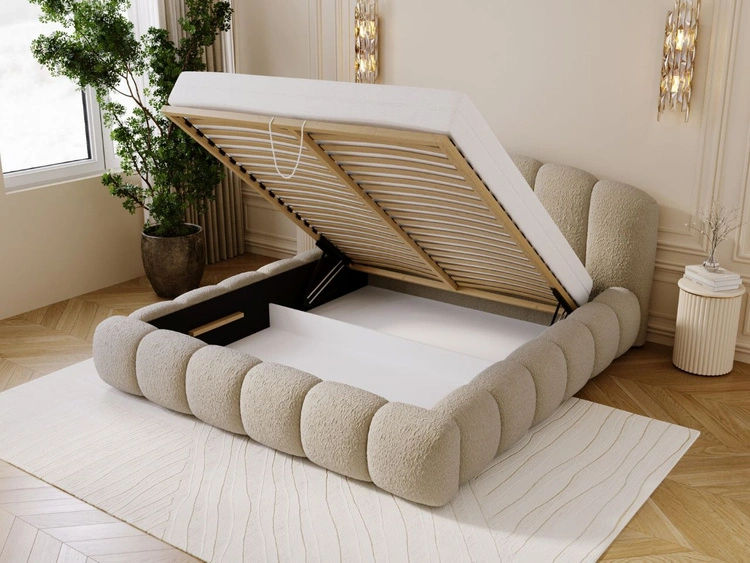 Polsterbett mit Stauraum und Lattenrost 180x200 Cloud Soft Beige