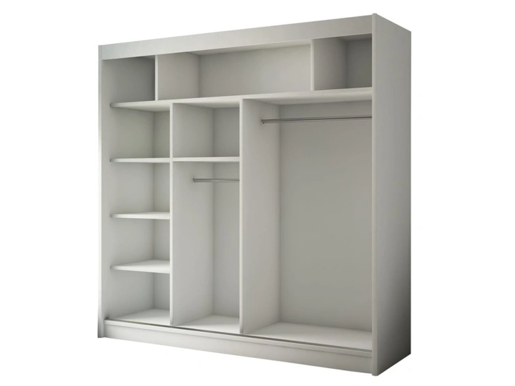 Schiebetürenschrank mit Spiegel und Lamellen 200 cm Loreto Weiß