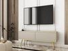 TV-Lowboard mit Türen 135 cm Diolo Beige mit geriffelter Vorderseit auf goldenen Beinen 