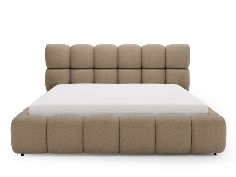Polsterbett mit Bettkasten und Lattenrost 120x200 Modo aus Bouclé-Stoff Braun