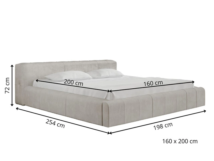 Polsterbett mit Bettkasten und Lattenrost 160x200 Lipari Beige