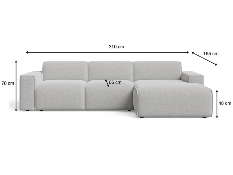 Ecksofa L-Form Links Lavia Bouclé-Stoff Weiß
