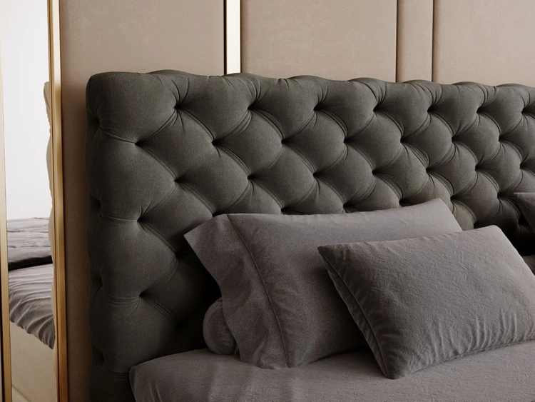 Boxspringbett mit Bettkasten 200x200 Bergamo Dunkelgrau